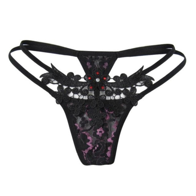 New Fashion Underwear Women Sexy Lingerie Gauze Low Waist Thongs and G String Lace Panties T-back Transparent Panties #23 GS
