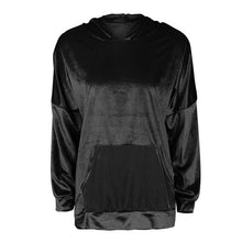 New Fashion Velvet Hooded Tshirt Women Long Sleeve Light Fluff Hooded Pocket Black Red Ladies Tops Women Clothing Camisetas GS