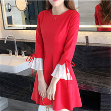 New Fashion Vestidos Plus Size A-line Knee-Length Dress Full Flare Sleeve O-neck Women Dresses 72329 GS