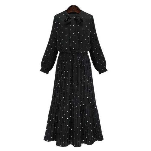 New Fashion Women Long Bohemia Bouffancy Dot A-line Dresses Long Sleeve Ball Prom Gown Dress Women Vestidos Femininos #1215 GS