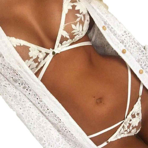 New Fashion Women Sexy Lingerie Corset Lace G String + Crop Tops Push Up Vest Top Bra+Pants Set Underwear Suit Ladies &03 GS