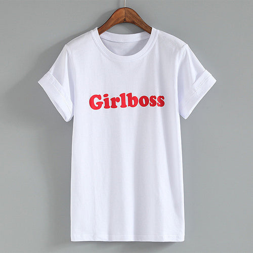 New Fashion Women Summer S-XL T shirts Female Letter Grilboss Print t-shirt Short Sleeve Plus Size Woman tops 72503 GS