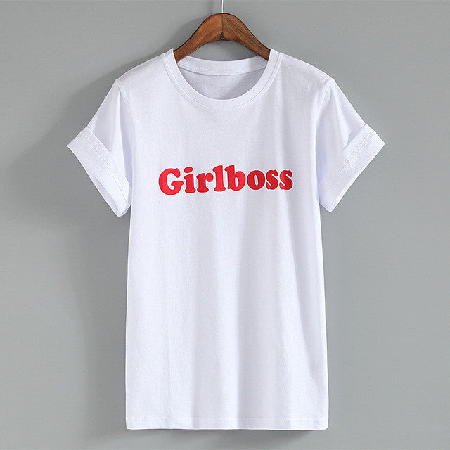 New Fashion Women Summer S-XL T shirts Female Letter Grilboss Print t-shirt Short Sleeve Plus Size Woman tops 72503 GS