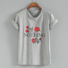 New Fashion Women Summer T shirts Female Nothing Letter Rose Floral Print t-shirt Short Sleeve Plus Size Woman tops 32785 GS