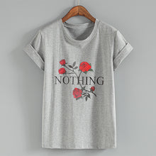 New Fashion Women Summer T shirts Female Nothing Letter Rose Floral Print t-shirt Short Sleeve Plus Size Woman tops 32785 GS