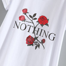 New Fashion Women Summer T shirts Female Nothing Letter Rose Floral Print t-shirt Short Sleeve Plus Size Woman tops 32785 GS