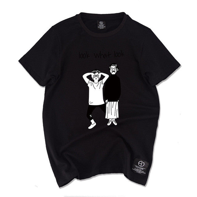 New Fashion Women T shirts Funny Letter Look What Look Print t-shirt Men Top Short Sleeve tshirt Female Unisex tops 72439 GS