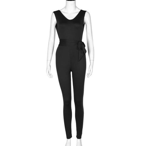New Fashion Women V-Neck Sleeveless Bodycon Bandage Jumpsuit Black Blue White #1212 GS