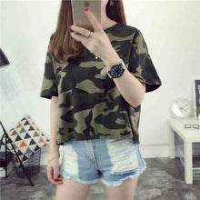 New Fashion Women clothing T shirts Camouflage Tee Letter T-shirt Women Top Short Sleeve Female tops 72435 GS