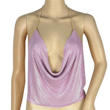 New Sexy Crop Top Women V-neck Halter Backless Chain Sequined Sleeveless Tank Tops For Women Vest Camisole Ladies 7Colors GS