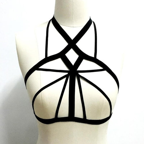 New Sexy Elastic Lingerie sexy bra Bra Elastic sexy Bandage Belt Hollow Out Goth Strapy Bra #23 GS