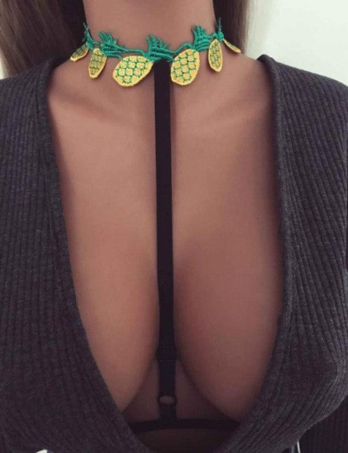 New Sexy Halter Neck Crop Top Women Alluring Fruit Print Elastic sexy Bandage Strappy Hollow Out Cropped Tops #419 GS