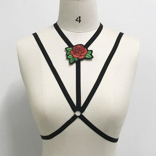 New Sexy Women Halter Neck Embroidery Floral Bandage Lingerie Bustier Bra sexy Crop Top Female camiseta tirantes mujer #424 GS