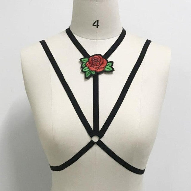 New Sexy Women Halter Neck Embroidery Floral Bandage Lingerie Bustier Bra sexy Crop Top Female camiseta tirantes mujer #424 GS