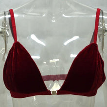 New Sexy Women Velvet Crop Top Red Blue Backless Camisole Vest Bandage Ultrathin Triangle Bralette Cropped Beachwear #1210 GS