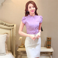 New Shirt Fashion Casual Female Short Sleeve Women Blouse Stand Collar Plus Size Tops 71609 GS