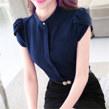 New Shirt Fashion Casual Female Short Sleeve Women Blouse Stand Collar Plus Size Tops 71609 GS