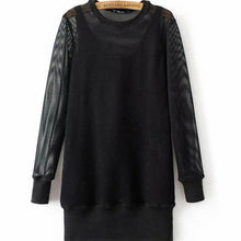 New Spring Women Straight O-Neck Full Sleeve Dress Plus Size Mesh Dresses Look Through Vestidos 72277 GS