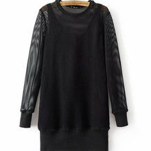 New Spring Women Straight O-Neck Full Sleeve Dress Plus Size Mesh Dresses Look Through Vestidos 72277 GS