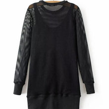 New Spring Women Straight O-Neck Full Sleeve Dress Plus Size Mesh Dresses Look Through Vestidos 72277 GS