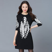 New Summer Women Straight O-Neck Full Sleeve Dress Fashion Print Plus Size Dresses Korea Style Vestidos 72261 GS