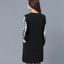 New Summer Women Straight O-Neck Full Sleeve Dress Fashion Print Plus Size Dresses Korea Style Vestidos 72261 GS