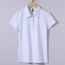 New Summer Women T Shirt Casual Turn-down Collar Short Sleeve Solid tshirt Female Tops Tees With Button 72368 GS