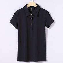 New Summer Women T Shirt Casual Turn-down Collar Short Sleeve Solid tshirt Female Tops Tees With Button 72368 GS
