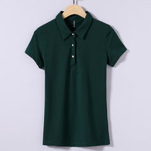 New Summer Women T Shirt Casual Turn-down Collar Short Sleeve Solid tshirt Female Tops Tees With Button 72368 GS