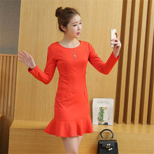New Summer Women Trumpet O-Neck Full Sleeve Dress Fashion Mermaid Plus Size Dresses Ruffles Vestidos 72262 GS