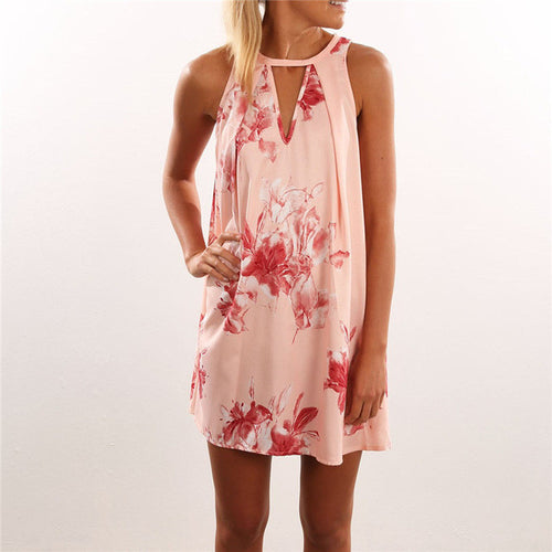 New Summer Women Vintage V-Neck Sleeveless Dress Fashion A-line Floral Print Plus Size Dresses Back Off Vestidos 72260 GS