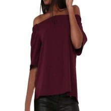 New  t-shirt Women Casual Irregular Off The Shoulder Back Splite O Neck Short Sleeve T-Shirt Tops Tee Shirt Femme #63 GS