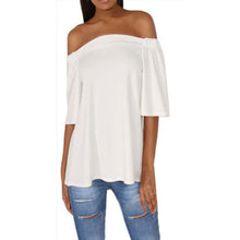 New  t-shirt Women Casual Irregular Off The Shoulder Back Splite O Neck Short Sleeve T-Shirt Tops Tee Shirt Femme #63 GS