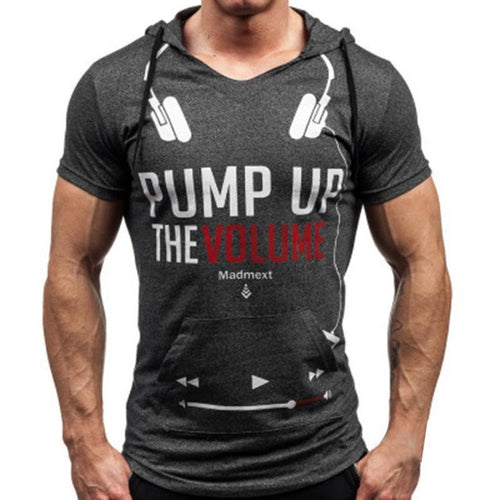 New Tee Shirt Men Hooded V Neck Short Sleeve  Style Letter Print Top Tees tee shirt homme 3Color camisetas hombre #63 GS