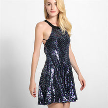 New Vestidos Plus Size Bondage A-line Sequined Knee-Length Dress Sleeveless O-neck Off Shoulder Women Bling Dresses 72330 GS