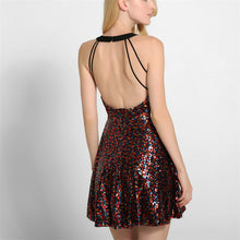 New Vestidos Plus Size Bondage A-line Sequined Knee-Length Dress Sleeveless O-neck Off Shoulder Women Bling Dresses 72330 GS
