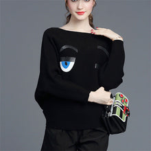 New Winter Female Sweater Plus Size Knitted Full Batwing Sleeve O-neck Pullovers Smile Print Outwear 72058 GS