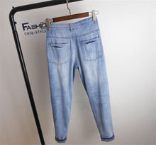 New Women Denim Embroidery Print Pants Loose High Female Pencil Pants Plus Large Size Jeans Ankle Length Trousers 72153 GS