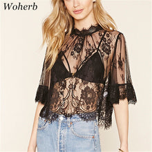 New Women Fashion Hot Female T shirts Sexy Hollow Out Lace t-shirt Short Sleeve Woman tops Plus Size 72702 GS