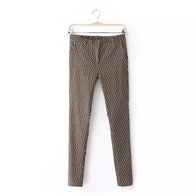 New Women Geometric Print Pants Female Skinny Pencil Pants Plus Size Ankle-Length Mid Trousers 72091 GS