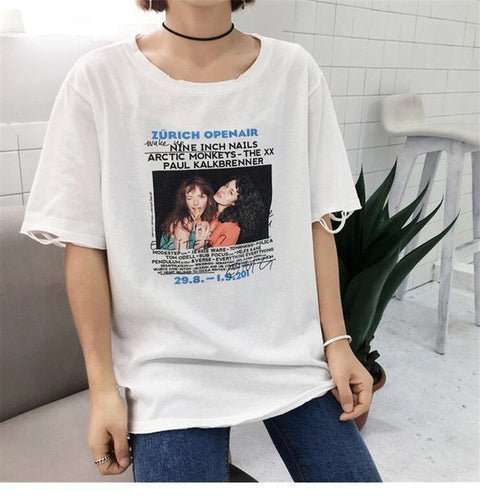 New Women Harajuku Girl Character Letter Print t-shirt Women Short Sleeve T shirts Female O-neck Tops Plus Size 72613 GS