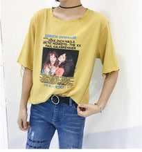 New Women Harajuku Girl Character Letter Print t-shirt Women Short Sleeve T shirts Female O-neck Tops Plus Size 72613 GS