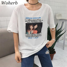 New Women Harajuku Girl Character Letter Print t-shirt Women Short Sleeve T shirts Female O-neck Tops Plus Size 72613 GS