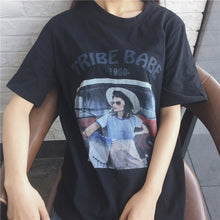 New Women Harajuku Retro Girl Prints Letter Print t-shirt Women Short Sleeve T shirts Female O-neck Tops Plus Size 72687 GS