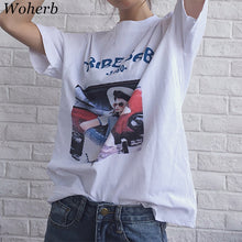 New Women Harajuku Retro Girl Prints Letter Print t-shirt Women Short Sleeve T shirts Female O-neck Tops Plus Size 72687 GS