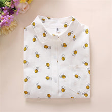 New Women Long Sleeve Blouse Fashion Turn-down Collar Button Shirt Tops Female Dog Bee Print Slim Shirts 72003 GS