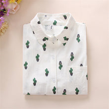 New Women Long Sleeve Blouse Fashion Turn-down Collar Button Shirt Tops Female Dog Bee Print Slim Shirts 72003 GS