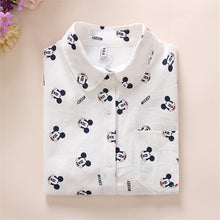 New Women Long Sleeve Blouse Fashion Turn-down Collar Button Shirt Tops Female Dog Bee Print Slim Shirts 72003 GS