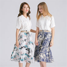 New Women Summer Skirt Long Floral skirts Female Fashion Bohemia Plus Size Elegantes Faldas With Bow Sashes 72426 GS