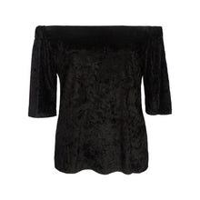 New Women T Shirt Velvet Off Shoulder 3/4 Sleeve T Shirt Women Tops Casual T-Shirt camisas femininas Women Clothes &23 GS